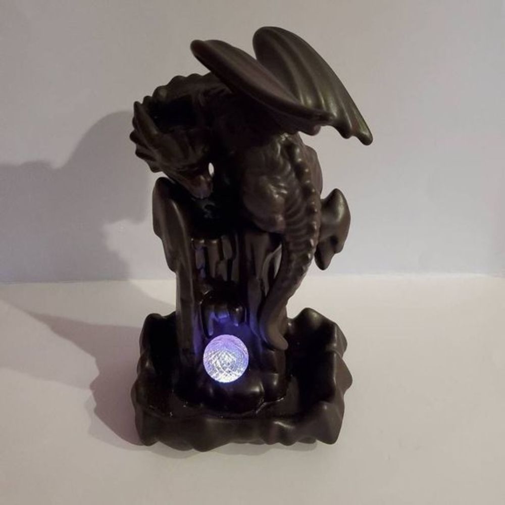 Dragon‎ in the Sky Jeanoko Waterfall Incense Cone Burner LED Black Fantasy